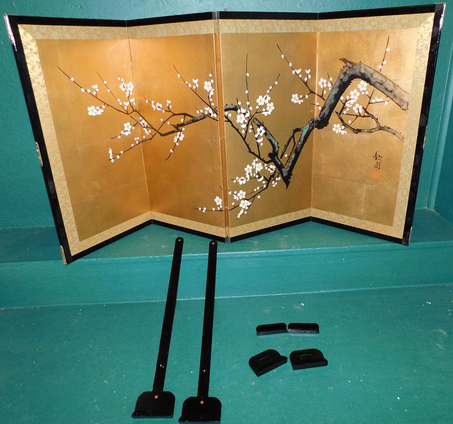 Oriental Folding Screen W/ Metal Hangers (1 of 5)