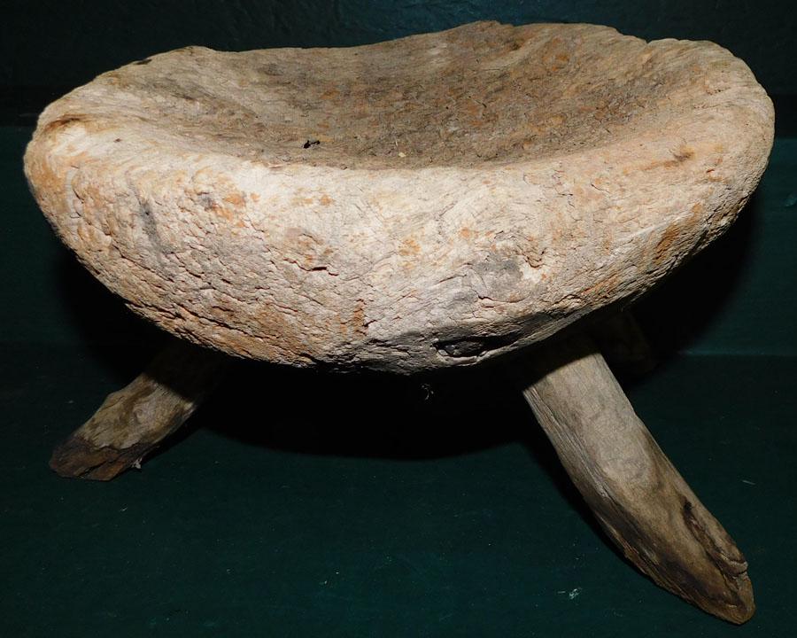 Hand Carved Primitive Bowl On Legs (1 of 3)