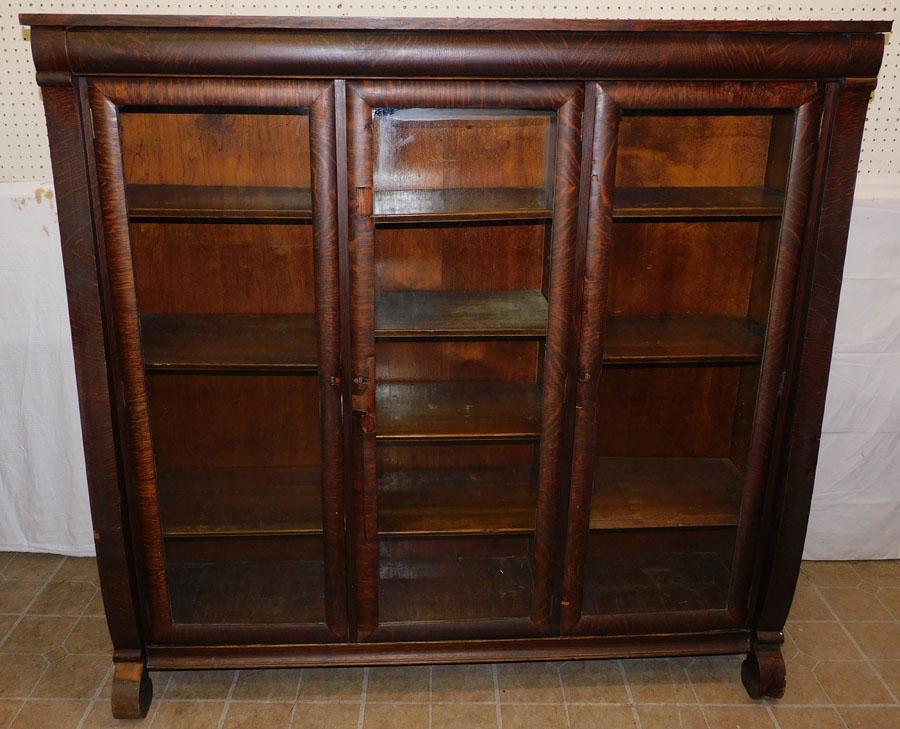 Antique Tiger Oak 3 Door Book Case (1 of 6)
