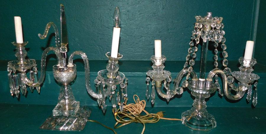 Two Glass Candelabra Lamps W/Prisms (1 of 3)