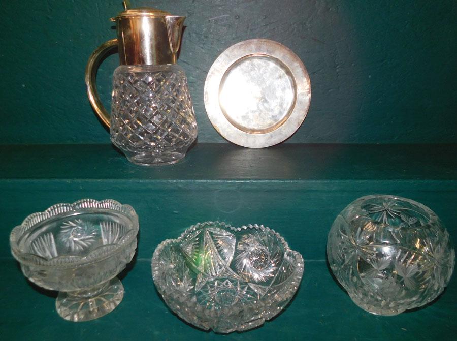 SP & Cut Glass Pitcher - Cut Glass Compote & 2 Bowls (1 of 5)
