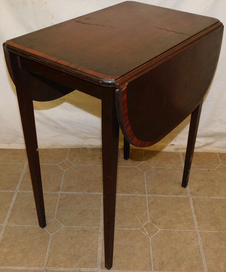 Mahogany & Satinwood Banded Top Drop Leaf Table (1 of 2)