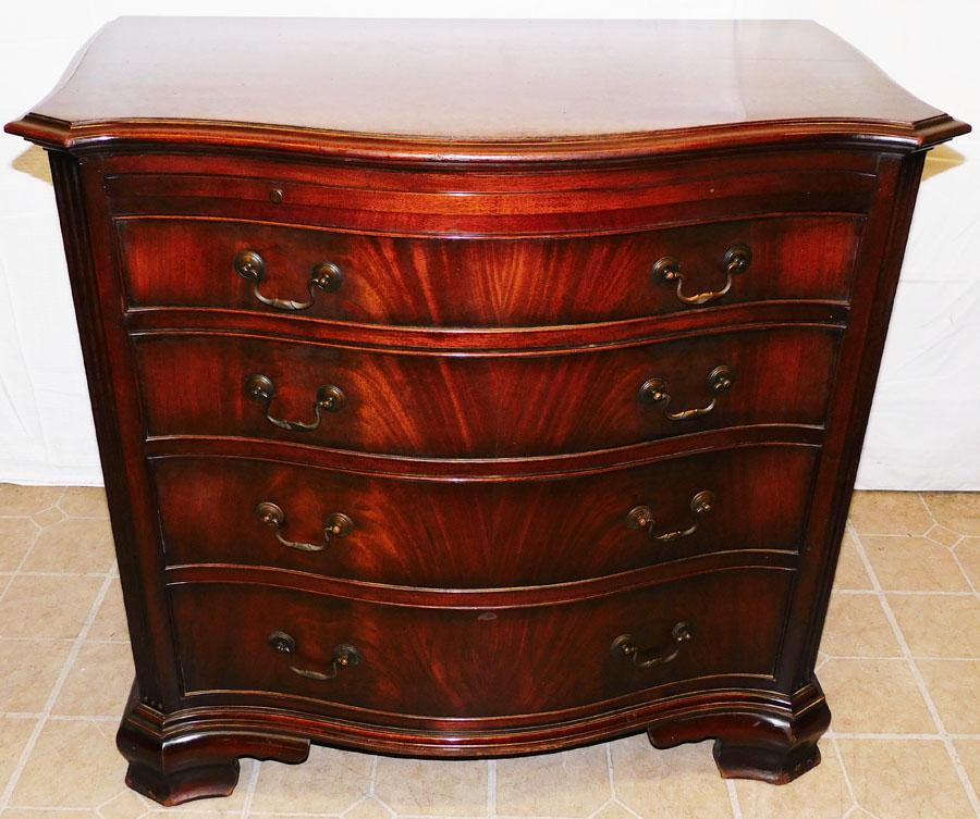 Mahogany Serpentine Front 4 Drawer Chest W/ Slide (1 of 7)