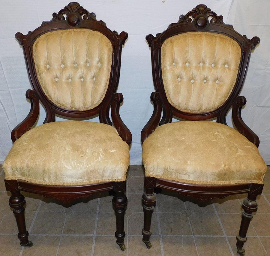 Pair Victorian Walnut Hip Rest Side Chairs (1 of 4)