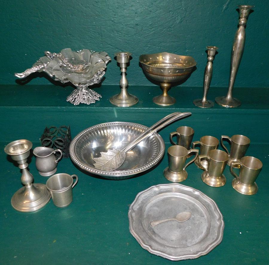 Lot Cast Aluminum Pewter SP Items (1 of 3)
