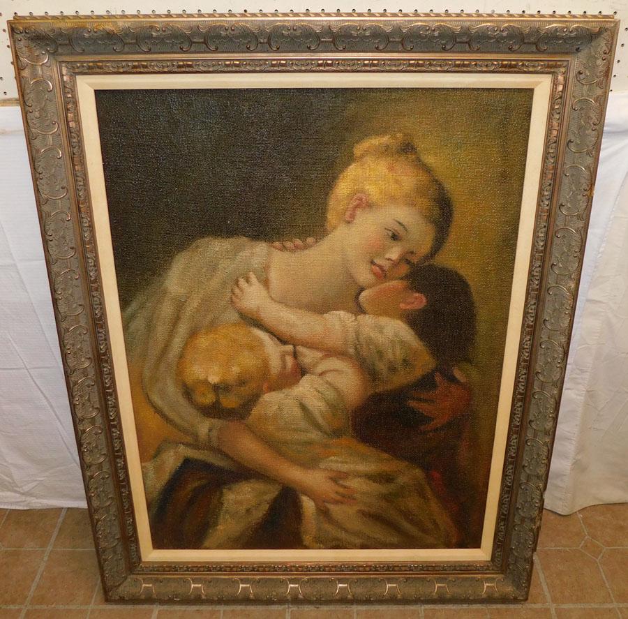 Framed Mother & Children Oil Painting (1 of 5)