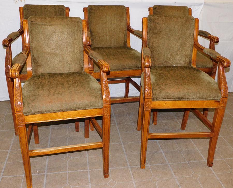 Set 5 Mahogany Carved Arm Bar Stools (1 of 5)