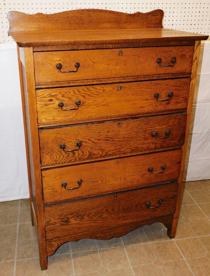 Antique Oak 5 Drawer Chest (1 of 4)
