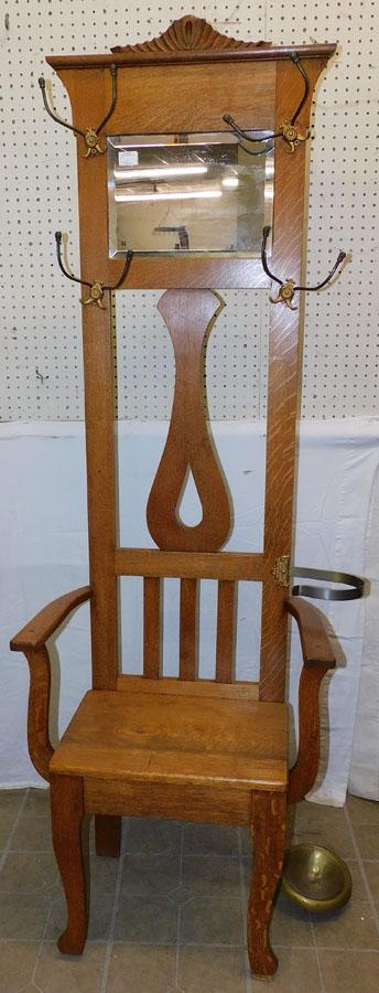 Antique Quarter Saw Oak Hall Tree (1 of 6)