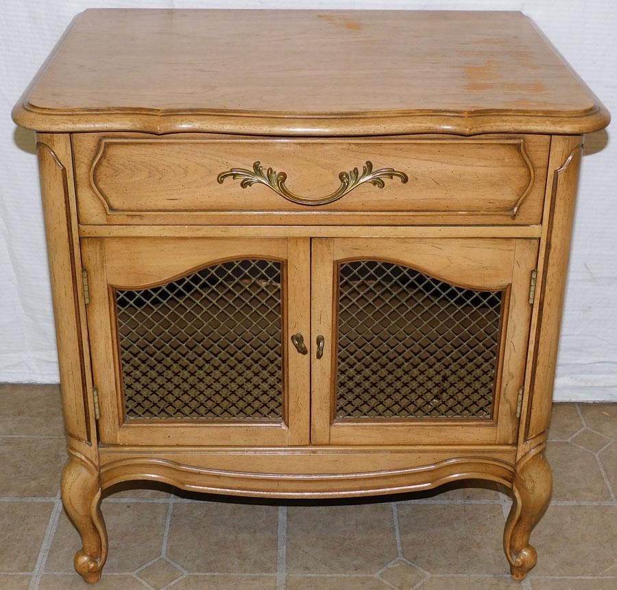 Walnut Provincial Night Stand W/ Lattice Work Doors: Walnut Provincial Night Stand W/ Lattice Work Doors. 24" W 18" D 24" H
