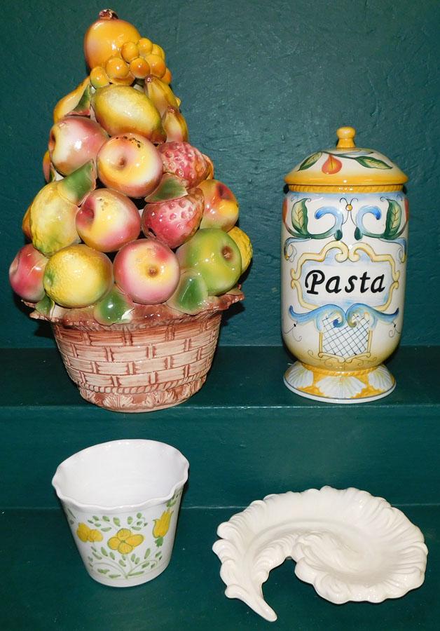 Lot Italian Paint Decorated Porcelain: Lot Italian Paint Decorated Porcelain . 18" H - Tallest