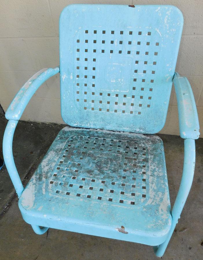 Vintage Metal Outdoor Rocker: Vintage Metal Outdoor Rocker. 53" H