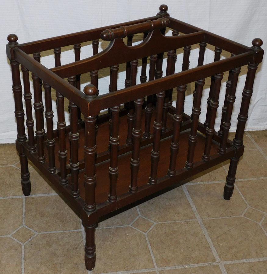 Mahogany Faux Bamboo Magazine Stand: Mahogany Faux Bamboo Magazine Stand. 19 1/4" W 14" D 19" H