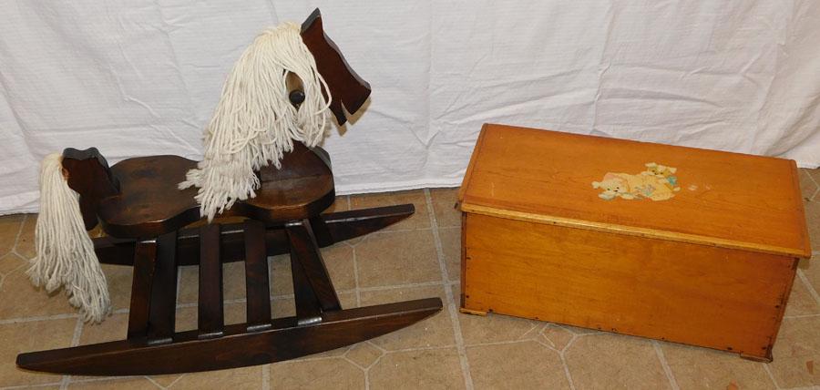 Childs Pine Hobby Horse & Doll Trunk (1 of 3)