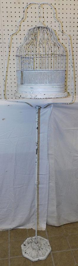 Painted Metal Bird Cage On Stand (1 of 3)