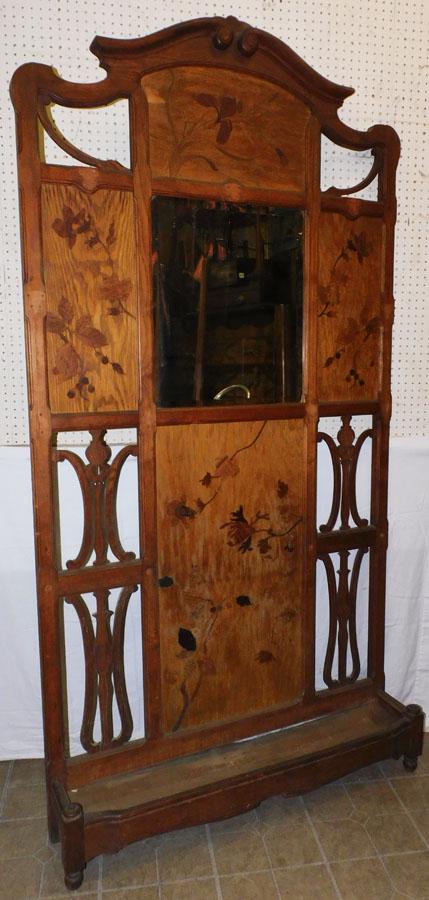 Chestnut Inlaid Hall Tree (No Hooks) (1 of 5)