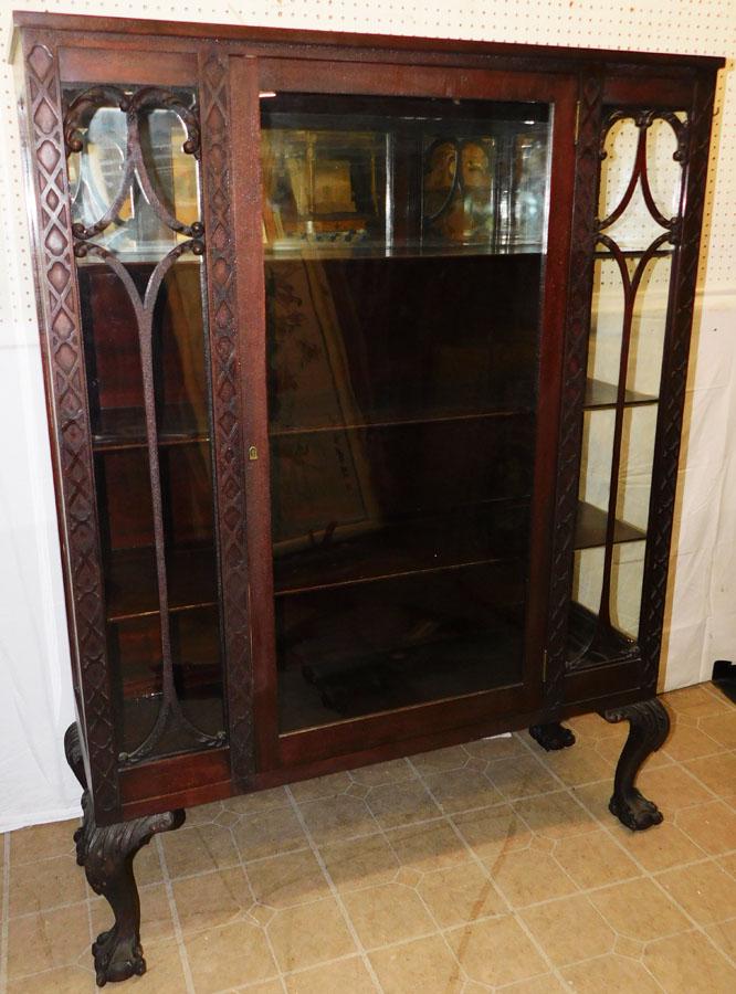 Antique Mahogany Chinese Chippendale China Cabinet (1 of 6)