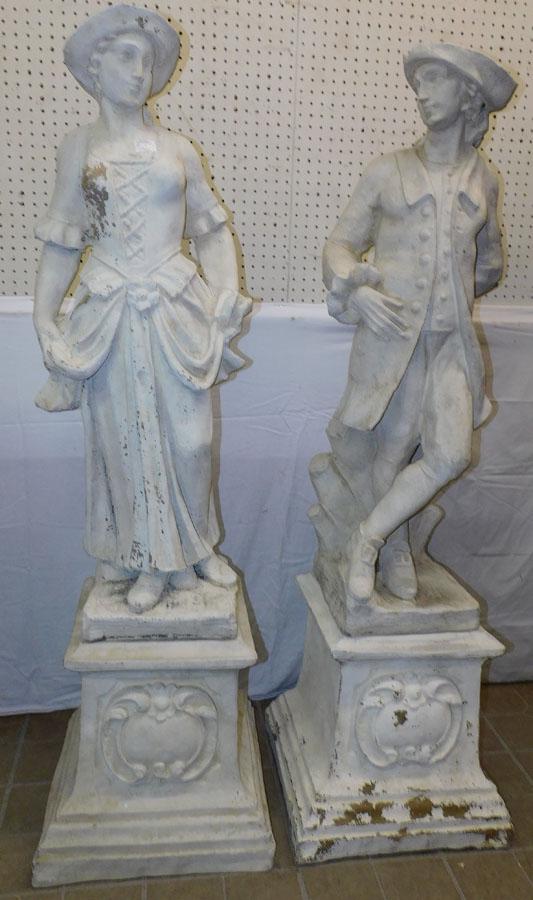 Two Outdoor Fiberglass Victorian Figures On Stands (Damaged) (1 of 5)