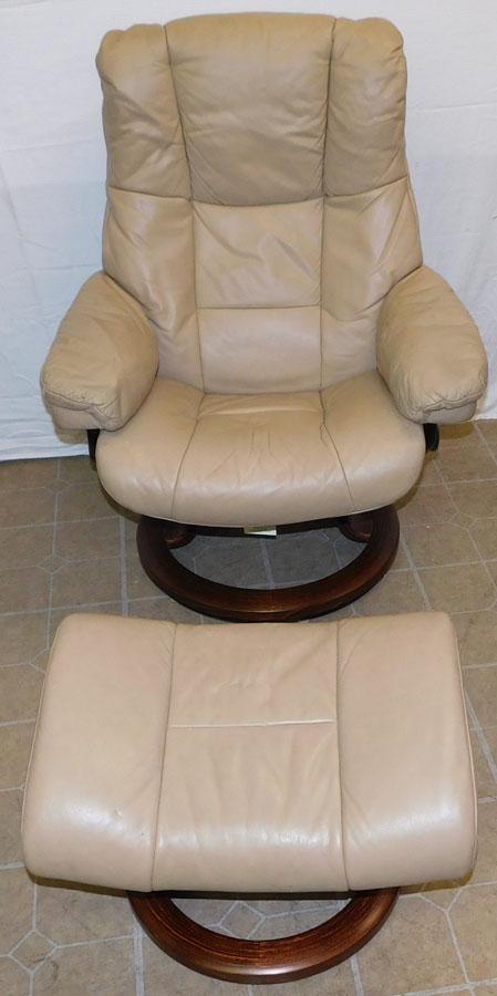 Norwegian MCM Style Leather Chair & Ottoman By J.E. Ekornes (1 of 9)