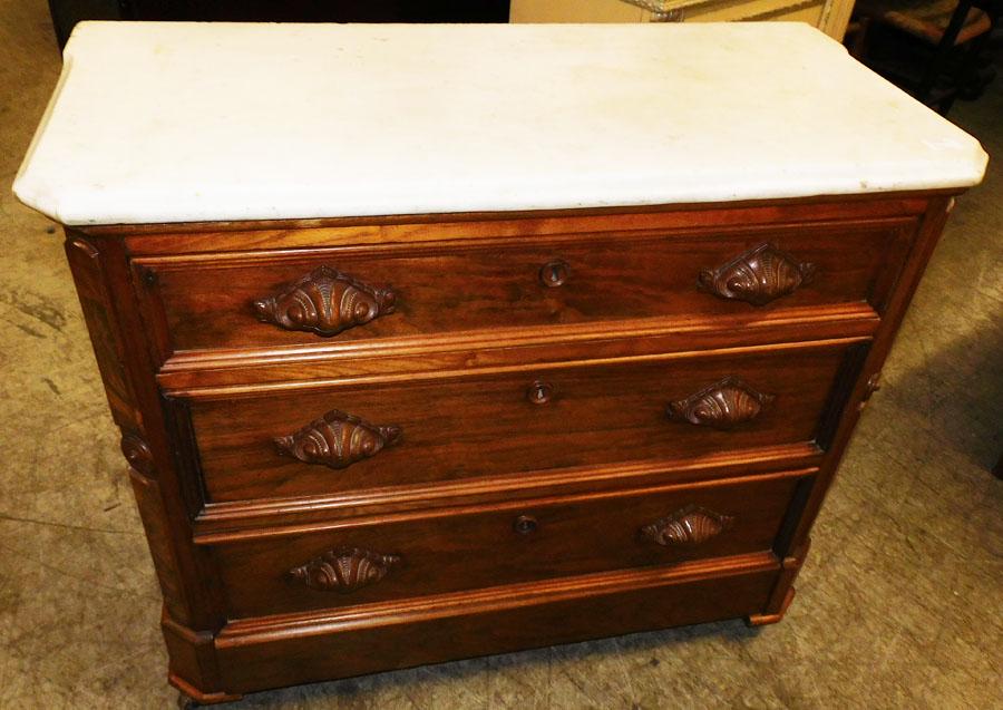 Victorian Walnut Marble Top 3 Drawer Chest (1 of 4)
