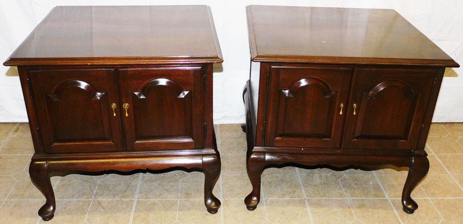 Pair Cherry Queen Anne End Tables (1 of 5)