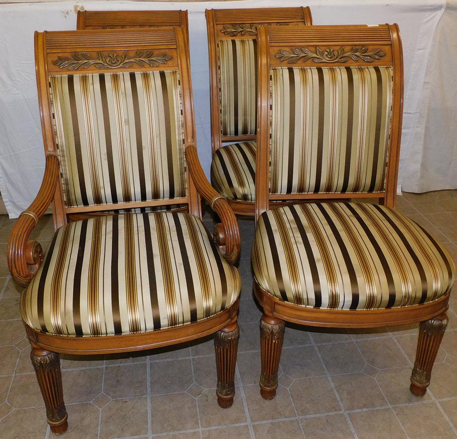 Set 4 Mahogany Carved Henredon Dining Chairs (1 of 7)