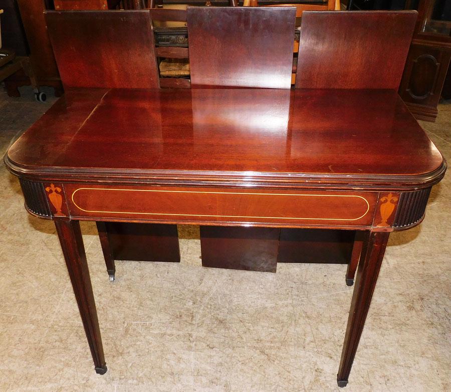 Mahogany Fold Over Top Dining Table W/ 3 Leaves (1 of 5)