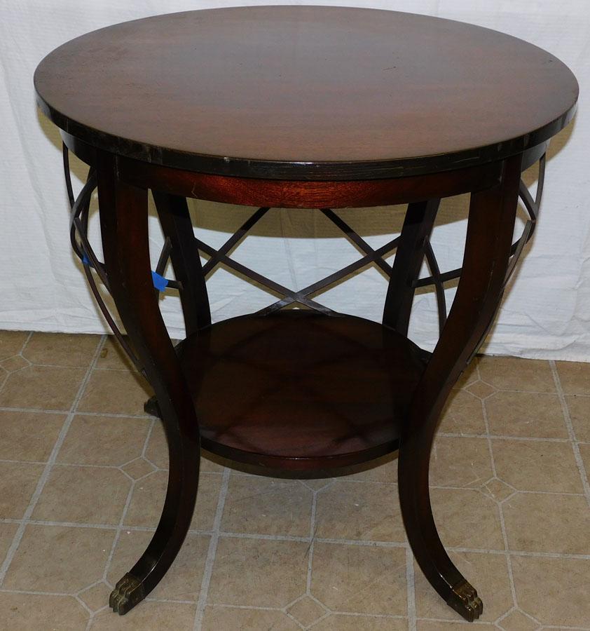 Mahogany Round Table W/ Brass Claw Feet (1 of 3)