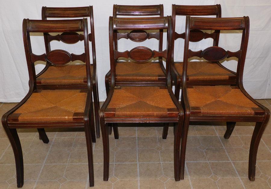 Set 6 Mahogany Rush Bottom Dining Chairs (1 of 3)