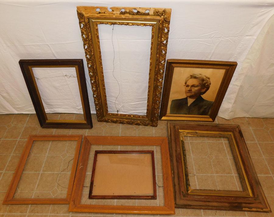 Lot Antique Frames: Lot Antique Frames. 22" X 40" Largest