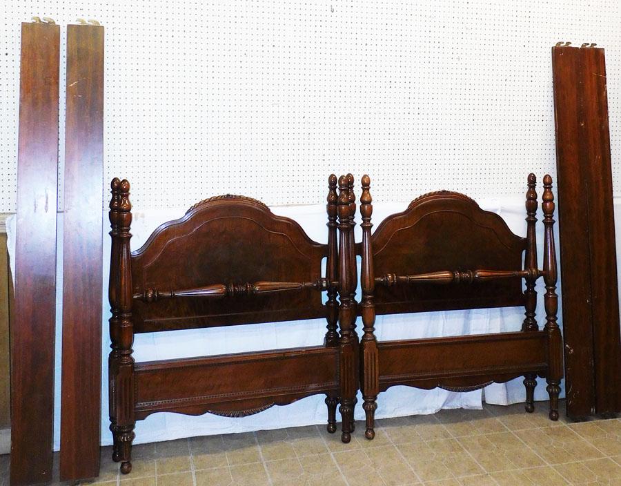 Pair Walnut Twin Beds W/ Rails (1 of 4)