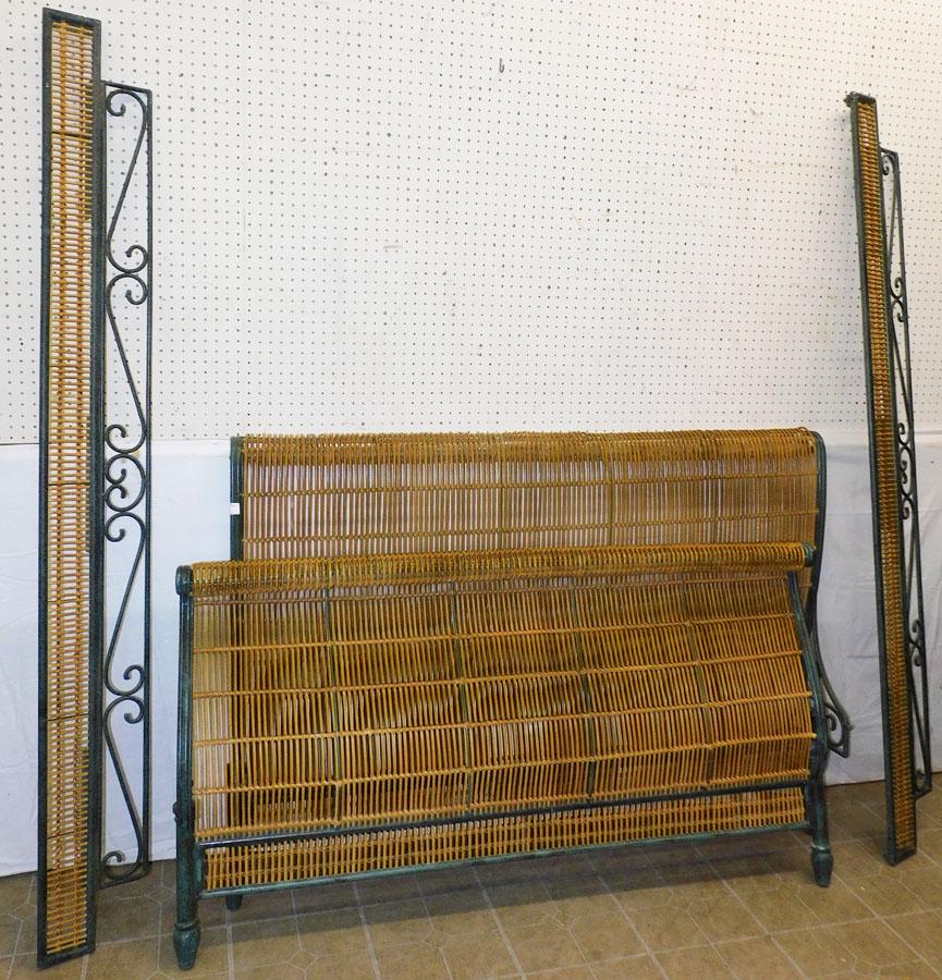 Painted Metal & Wicker Queen Size Sleigh Bed (1 of 5)