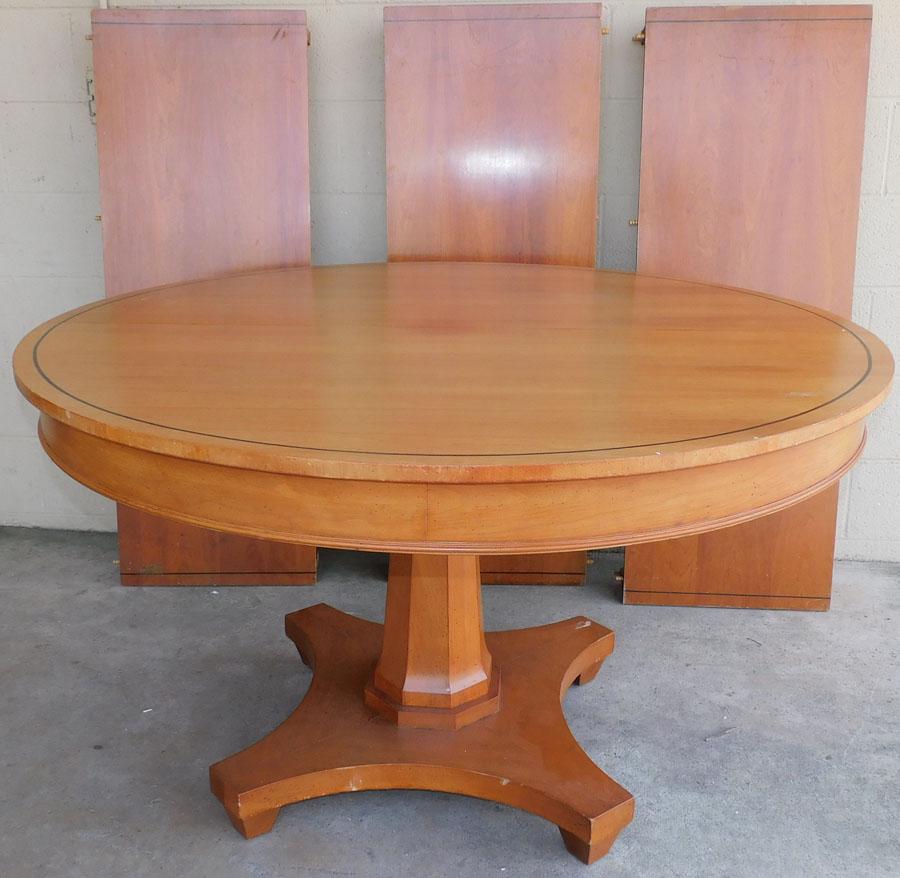 Cherry Round Pedestal Dining Table W/ 3 Leaves (1 of 3)