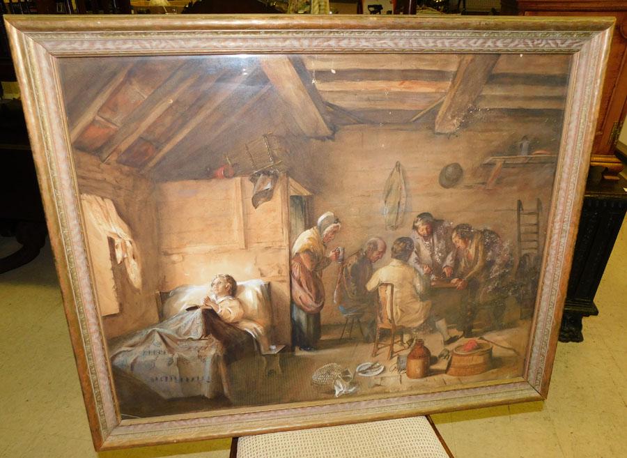 Framed Watercolor Cabin Scene -Signed (1 of 5)