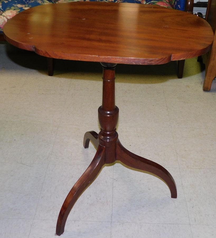 19th C Cherry Shaped Top Tilt Top Candle Stand (1 of 4)
