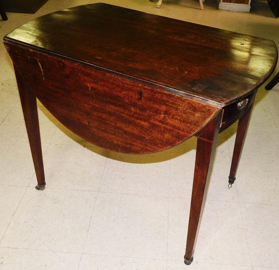 19th C Mahogany Inlay One Drawer Pembroke Table (1 of 4)