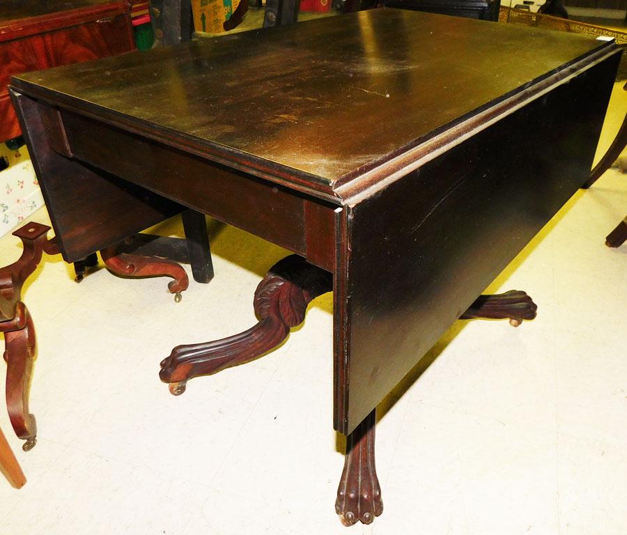 19th C Mahogany Carved Drop Leaf Table (1 of 3)