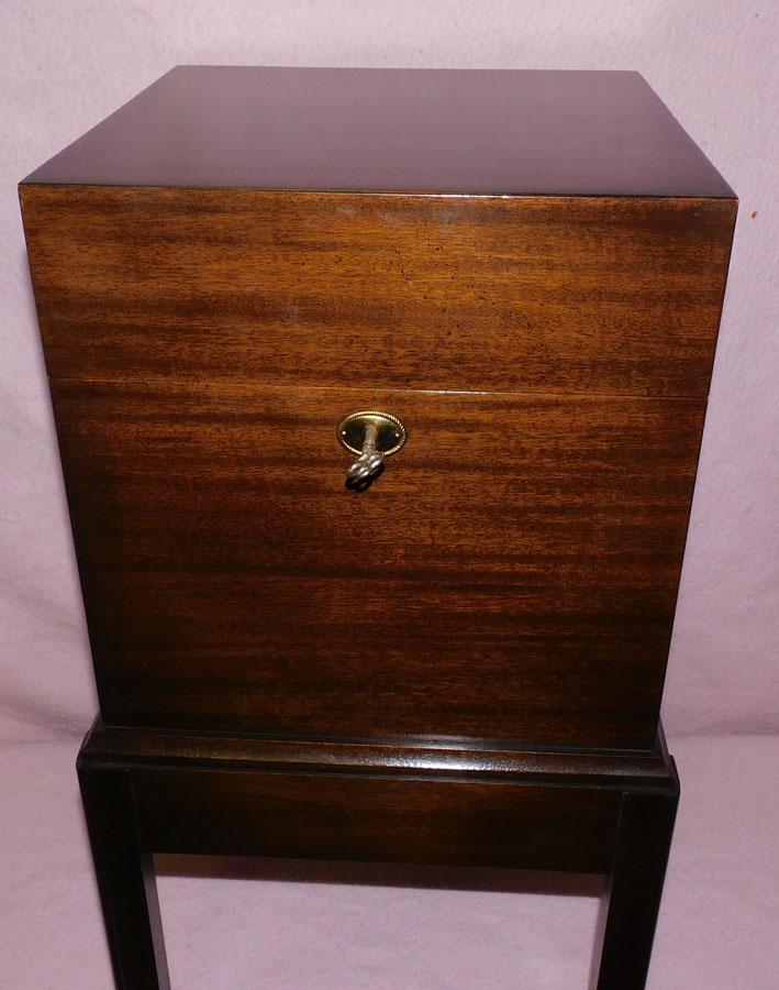 Mahogany Cellarette W/ Brass Carrying Handles: Mahogany Cellarette W/ Brass Carrying Handles. 15" W 15" D 26 1/2" H