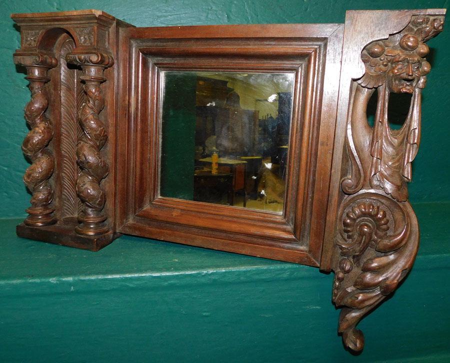 Antique Walnut Carved Mirror (1 of 5)