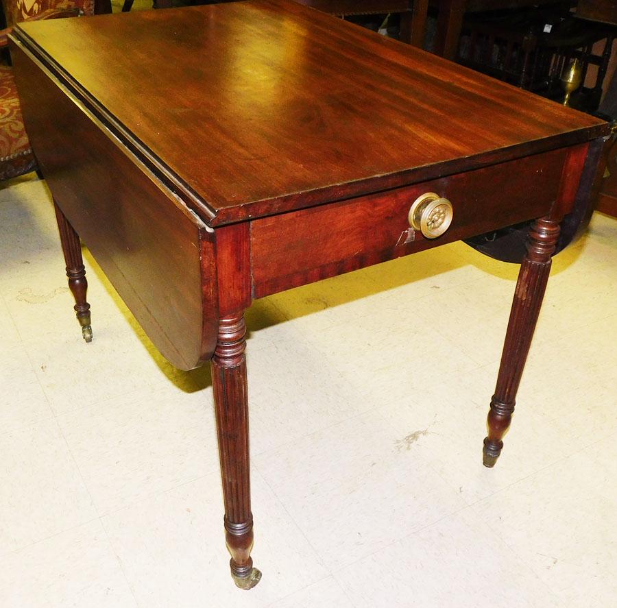 Mahogany Sheraton Drop Leaf One Drawer Table (1 of 3)