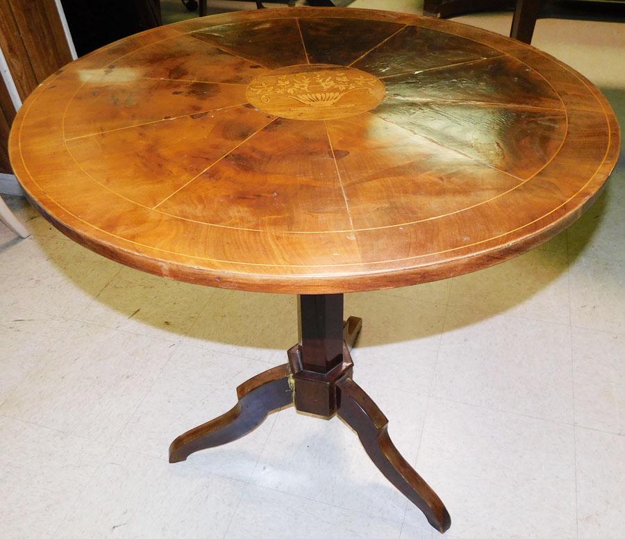 19th C Walnut Inlay Tea Table (1 of 5)