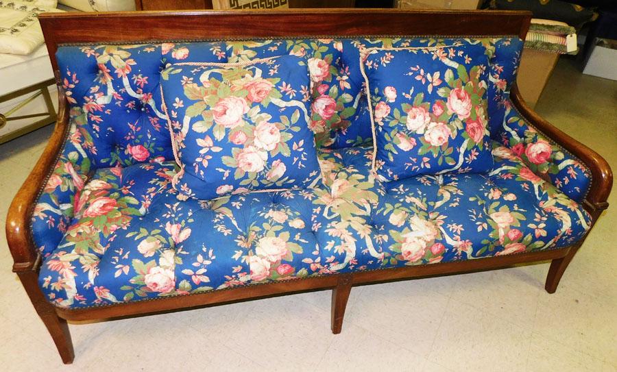 Antique Mahogany French Empire Upholstered Sofa (1 of 6)