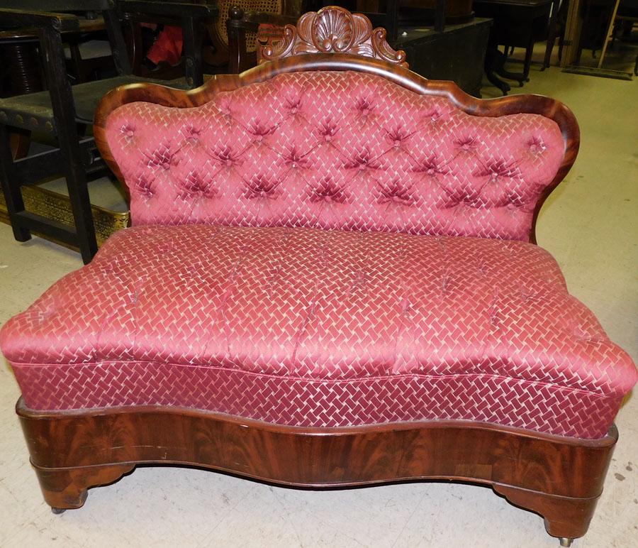 Victorian Mahogany Sleeper Loveseat: Victorian Mahogany Sleeper Loveseat. 42" W 26" D 34" H