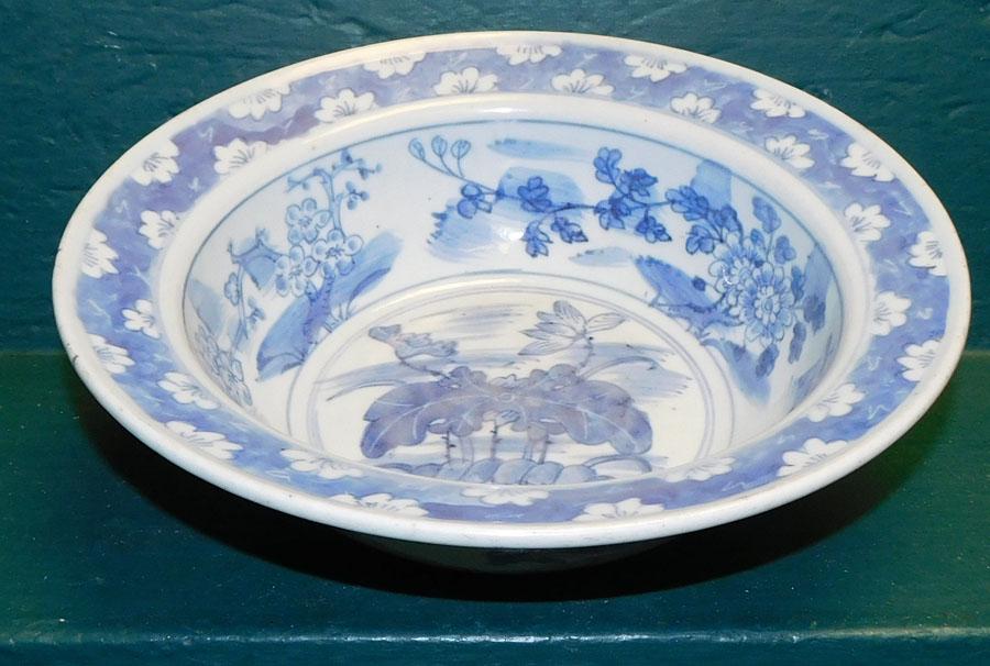 19th C Blue & White Oriental Bowl (1 of 4)