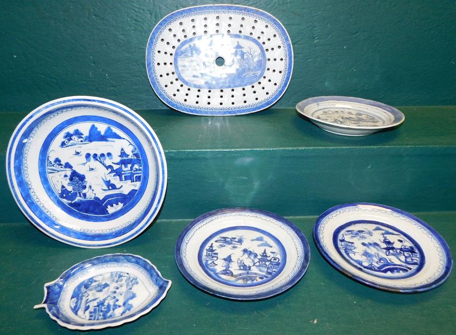 Lot 6 Blue Canton Porcelain Items (1 of 12)