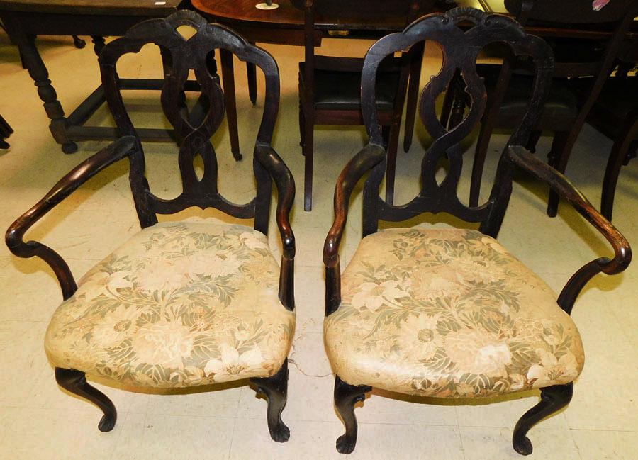 Pair 18th C Walnut Fauteuils (1 of 5)