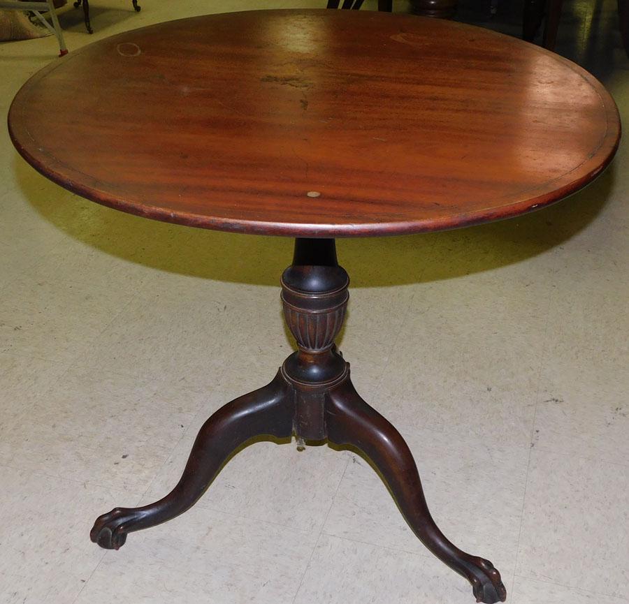 19th C Mahogany Inlay Claw Feet Tilt Top Tea Table (1 of 4)