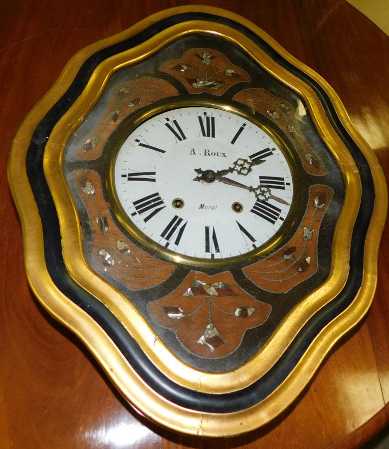 MOP Inlay Gilt Frame Bakers Clock (A. Roux) (1 of 6)