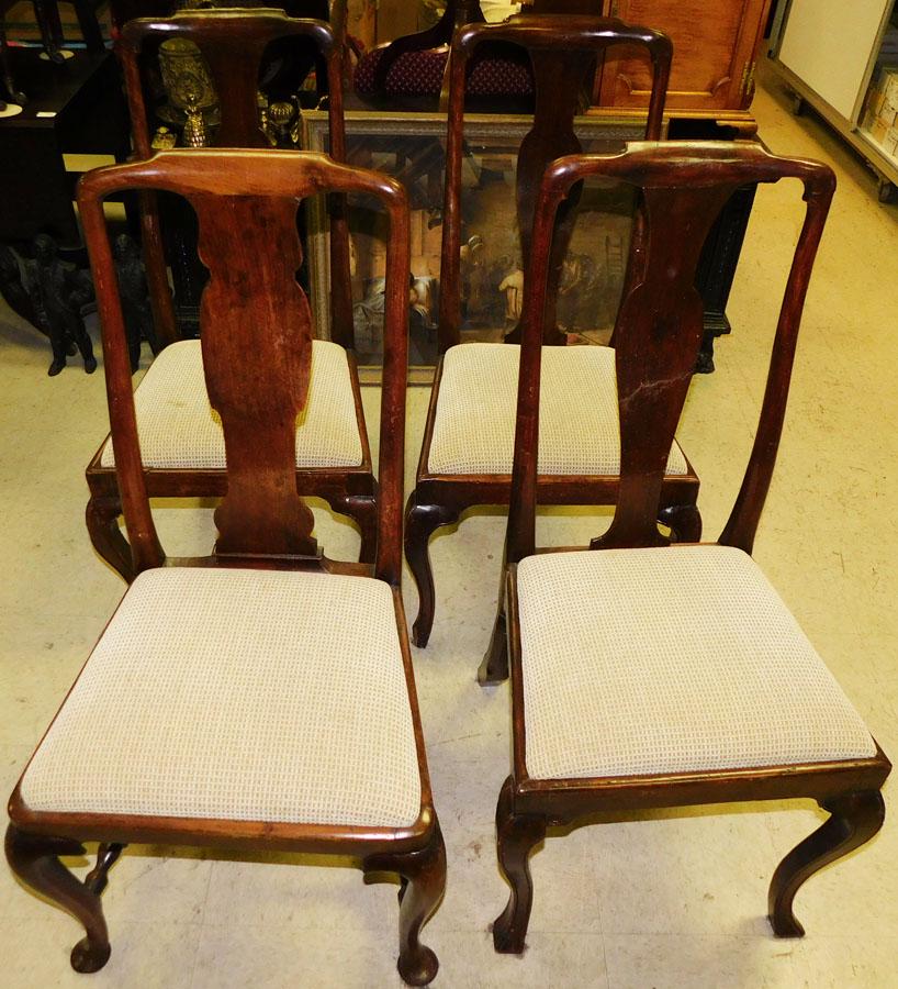 Lot (4) 19th C Mahogany Queen Anne Side Chairs (1 of 6)