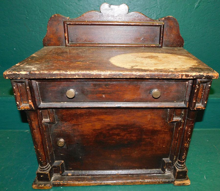 19th C Grain Painted Miniature Side Board (1 of 7)